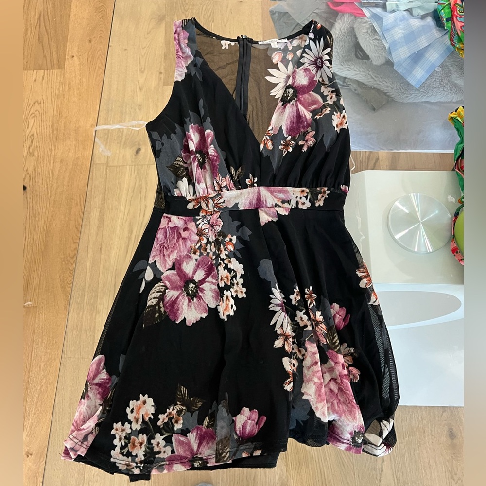 Black Floral Romper